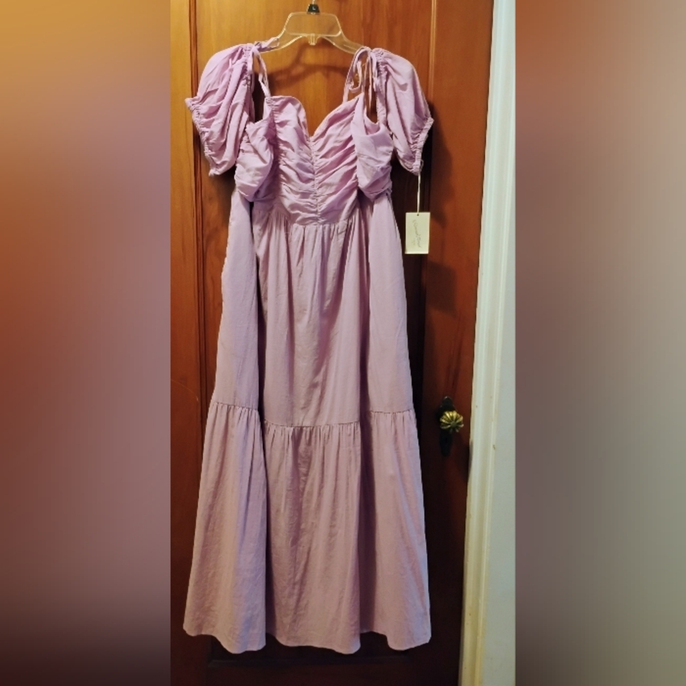 NWT Universal Thread Lilac Puff-Sleeve Tiered Maxi Dress